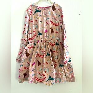 Mini Boden Pink and Brown Dress Sz 9-10